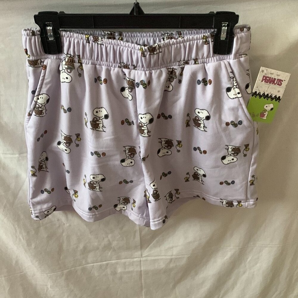 PEANUTS Snoopy Easter Egg Hunt Fleece Lined Hoodie Sweater & Shorts Sz LARGE - Picture 6 of 7